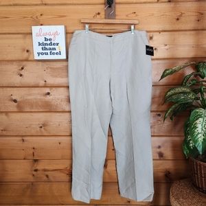 Kasper 💜 NWT Linen Blend Dress Pants Stone Beige Wide Straight Trousers Plus 16